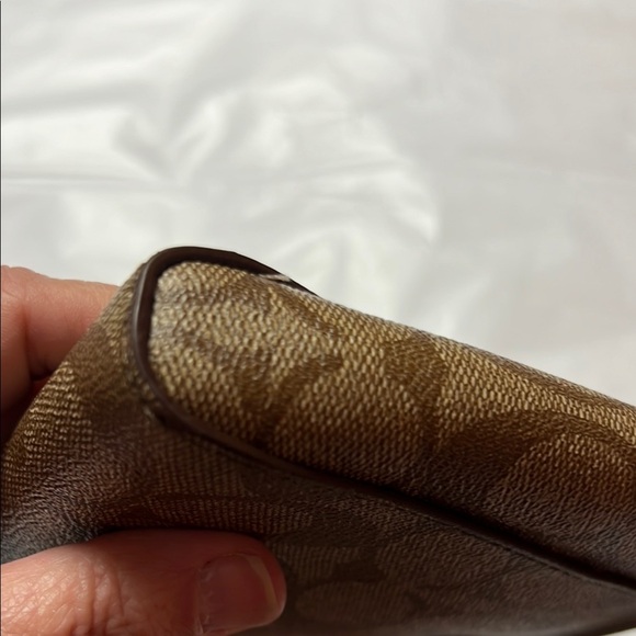 Coach Brown Clutch with Monogram Pattern and Zipper Closure - Picture 12 of 13